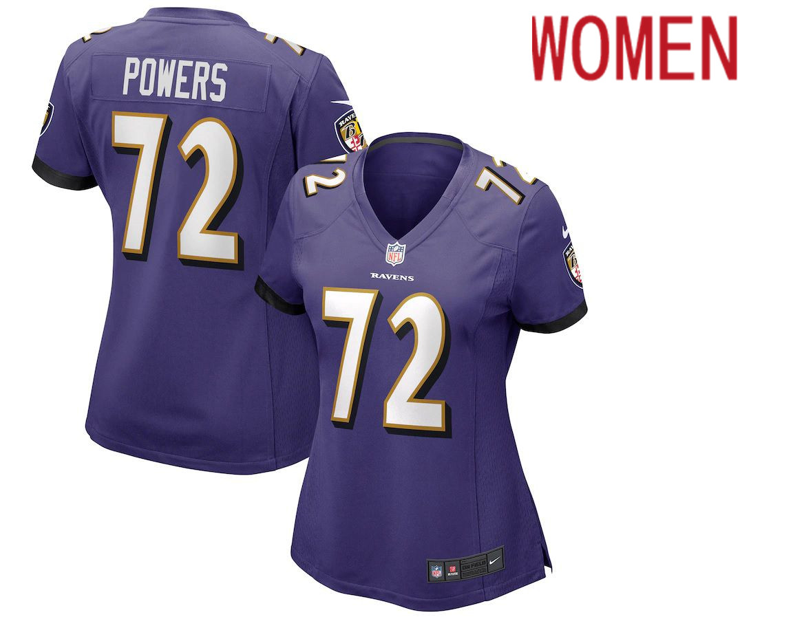 Women Baltimore Ravens #72 Ben Powers Nike Purple Game NFL Jersey